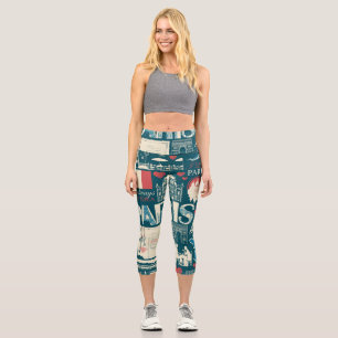 Parisian Vintage: French Republic Elegance Capri Leggings
