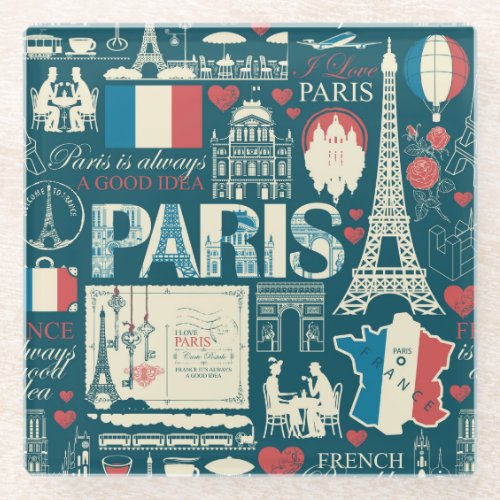 Parisian Vintage French Republic Elegance Glass Coaster