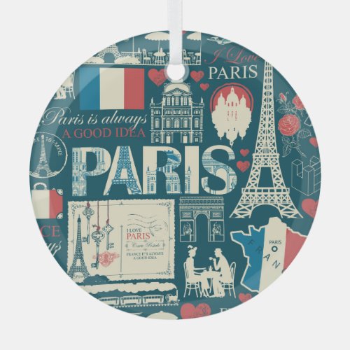 Parisian Vintage French Republic Elegance Glass Ornament