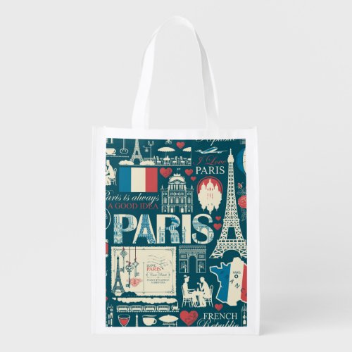 Parisian Vintage French Republic Elegance Grocery Bag