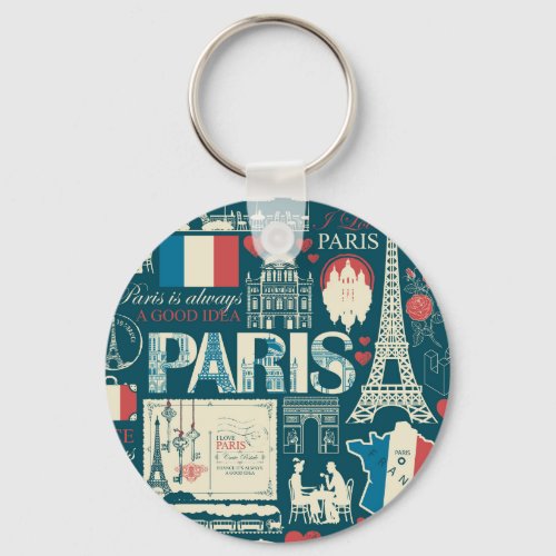 Parisian Vintage French Republic Elegance Keychain
