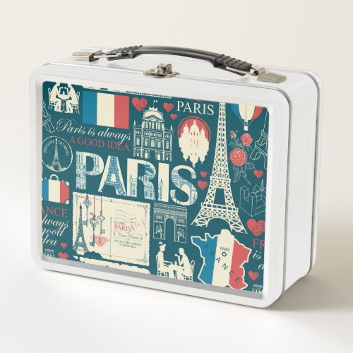 Parisian Vintage French Republic Elegance Metal Lunch Box