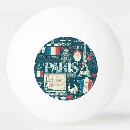 Parisian Vintage French Republic Elegance Ping Pong Ball