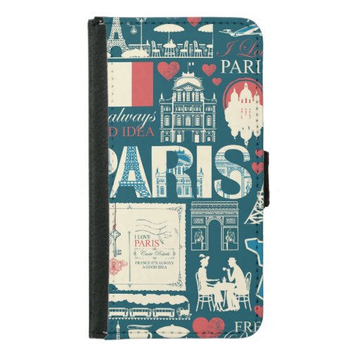 Parisian Vintage French Republic Elegance Samsung Galaxy S5 Wallet Case