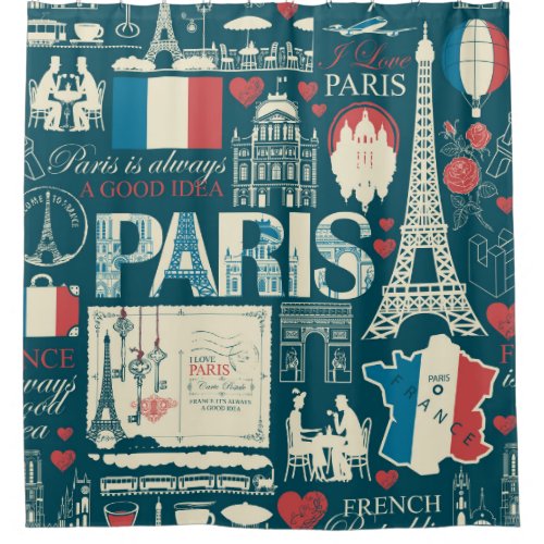 Parisian Vintage French Republic Elegance Shower Curtain