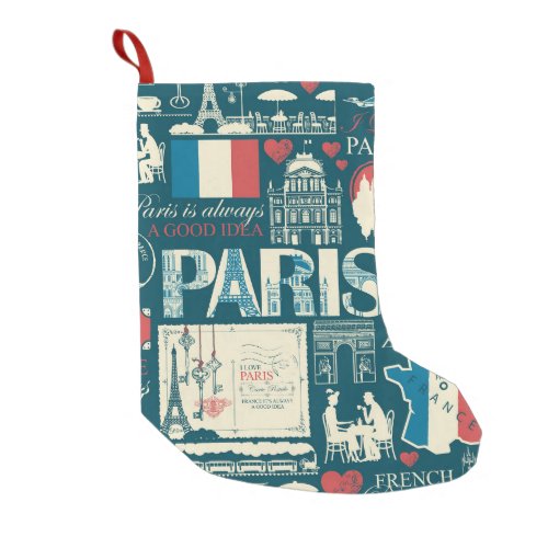 Parisian Vintage French Republic Elegance Small Christmas Stocking