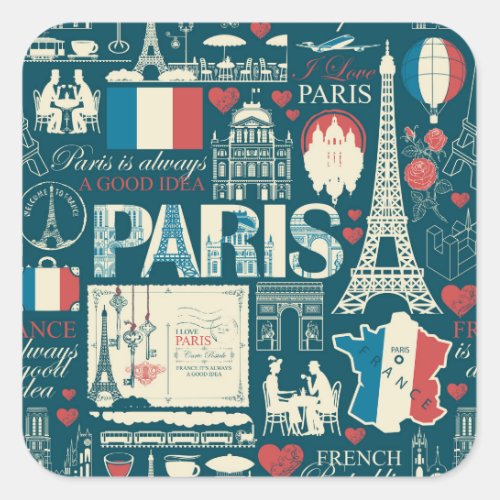Parisian Vintage French Republic Elegance Square Sticker