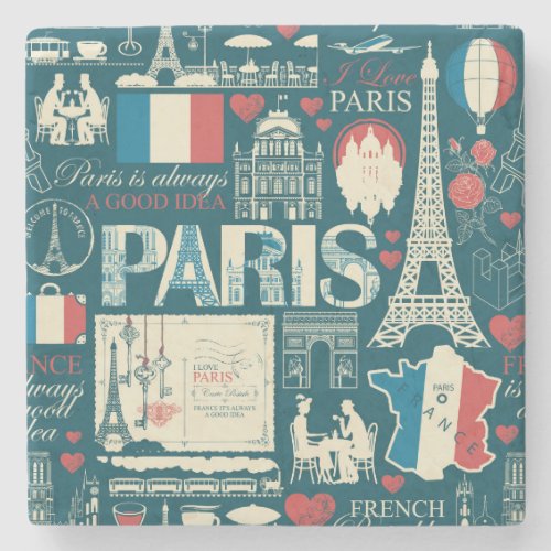 Parisian Vintage French Republic Elegance Stone Coaster