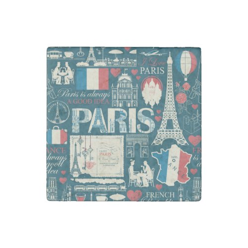 Parisian Vintage French Republic Elegance Stone Magnet