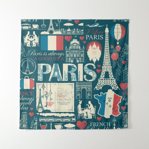 Parisian Vintage French Republic Elegance Tapestry