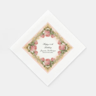 Parisian Vintage Rose Manor House Birthday Party Paper Napkins