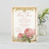 Parisian Vintage Rose Manor House Bridal Shower Invitation (Standing Front)