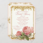 Parisian Vintage Rose Manor House Bridal Shower Invitation (Front/Back)