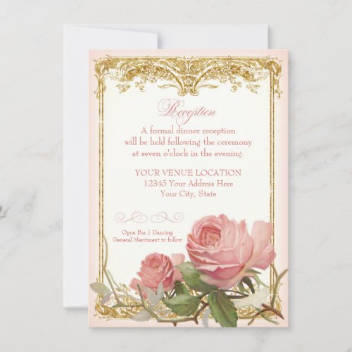 Parisian Vintage Rose Manor House Formal Reception Invitation