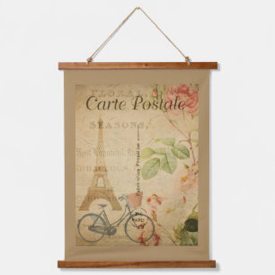 Parisian Vintage With Eiffel Tower Hanging Tapestry