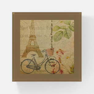 Parisian Vintage With Eiffel Tower Paperweight
