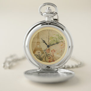 Parisian Vintage With Eiffel Tower Pocket Watch