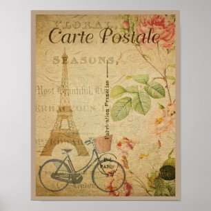 Parisian Vintage With Eiffel Tower Poster