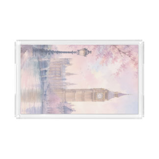 Parisian Watercolor Dream Acrylic Tray