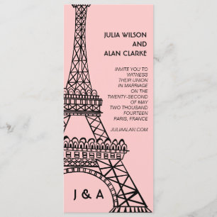 Parisian Wedding Invitation Eiffel Tower Pink