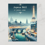 Parisian Winter Elegance  Postcard<br><div class="desc">Step into a Parisian winter wonderland with our "Parisian Winter Elegance" Christmas card. This exquisite card captures the romance and charm of Paris during the festive season. From the shimmering lights along the Seine to the majestic Eiffel Tower aglow with holiday cheer, each element of this card reflects the sophisticated...</div>