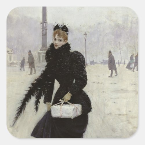 Parisian woman in the Place de la Concorde Square Sticker