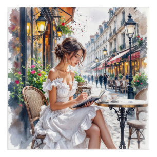 Parisian Women Elegance: Paris Café Street Vibes Acrylic Print