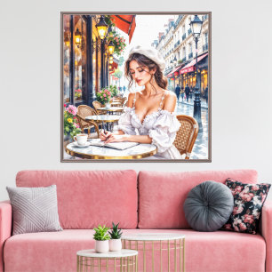 Parisian Women Elegance: Paris Café Street Vibes Canvas Print