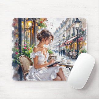 Parisian Women Elegance: Paris Café Street Vibes Mouse Pad