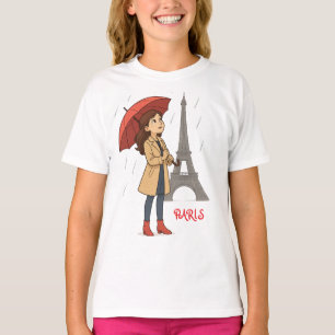 Parisian Wonder" – Dziewczyna z parasolką pod Wież T-Shirt