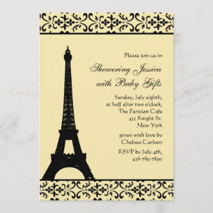 Parisian Yellow Baby Shower Invitation