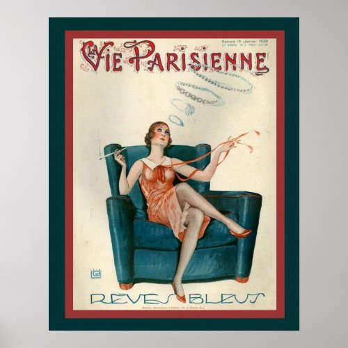 Parisienne  Art Deco Smoke Rings  1929 Print