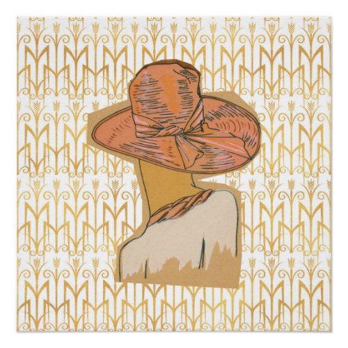 Parisienne Pink and Gold Art Deco Flapper Poster