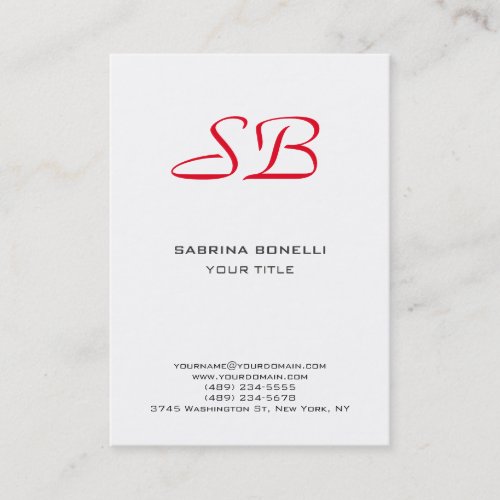 Park Avenue Monogram White Red Cute Business Card