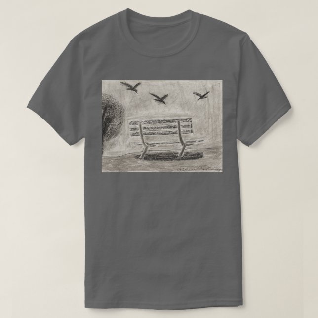 Park Bench Charcoal T-Shirt (Design Front)