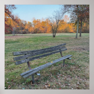 Park Bench in Autumn Poster