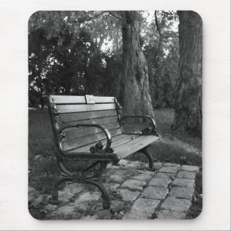 Park Bench in Black and White Mouse Pad
