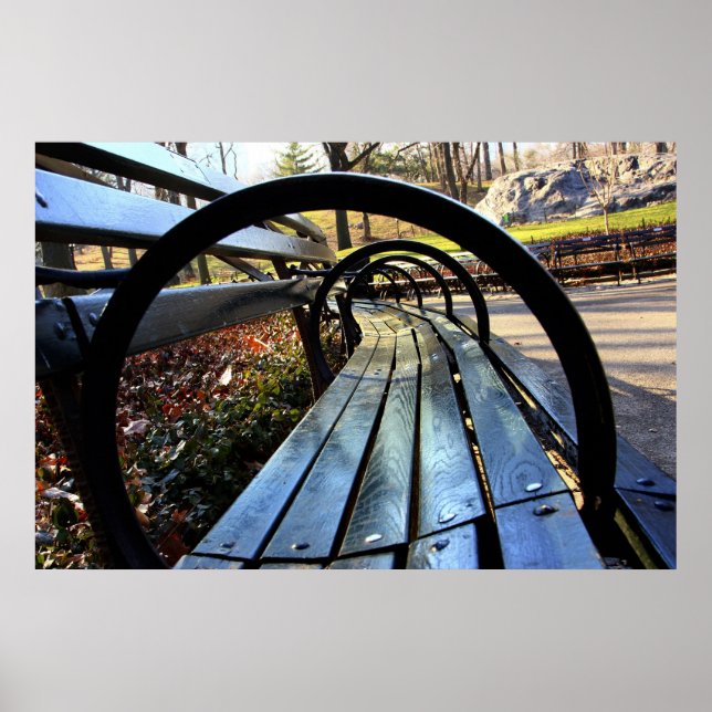 Park Bench in Central Park, NYC Poster (Front)