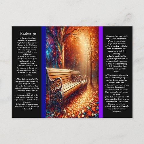 Park Bench With Psalms chapter 91 Postcard