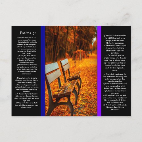 Park Benches With Psalms chapter 91 Postcard