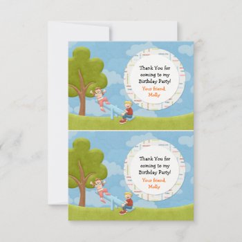 Park Birthday Party Thank You Favor Card by eventfulcards at Zazzle