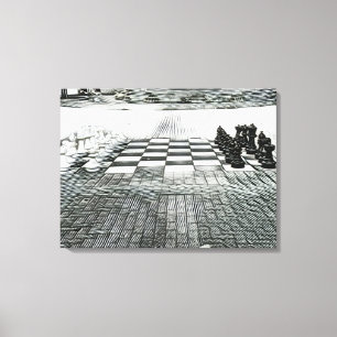 Park chess board set canvas in a line design style print