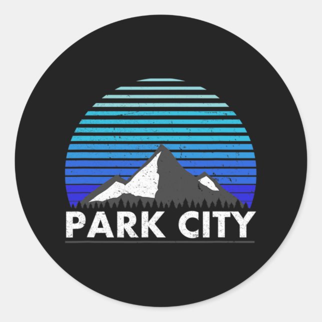 Park City Utah Bluebird Day Rocky Mountain Powder  Classic Round Sticker (Front)