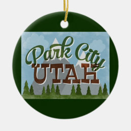 Park City Utah Fun Retro Snowy Mountains Ceramic Ornament