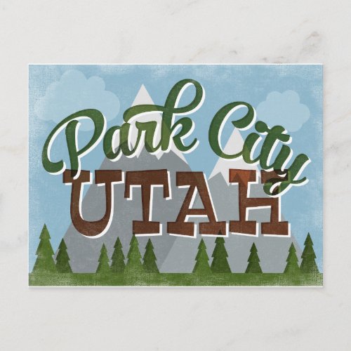 Park City Utah Fun Retro Snowy Mountains Postcard