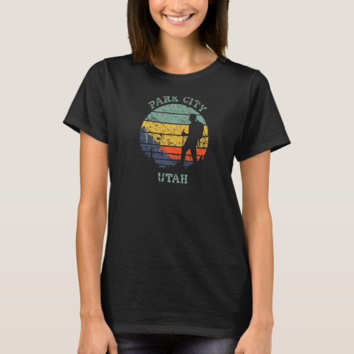 Park City Utah Hiking Vintage Retro Sunset Distres T_Shirt