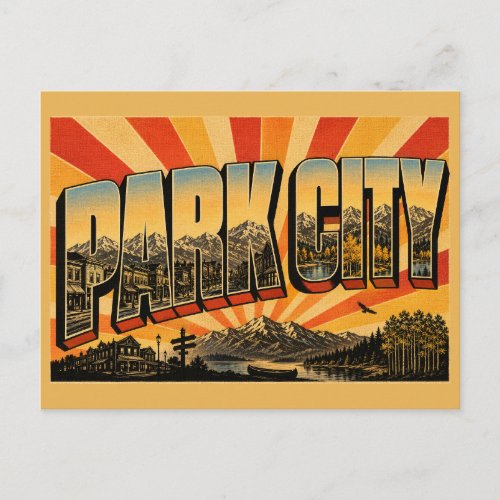 Park City Utah Historic Main Street Mountain Art Postcard