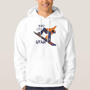 Park City Utah orange snowboarder hoodie