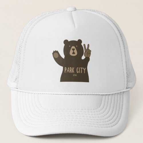 Park City Utah Peace Bear Trucker Hat