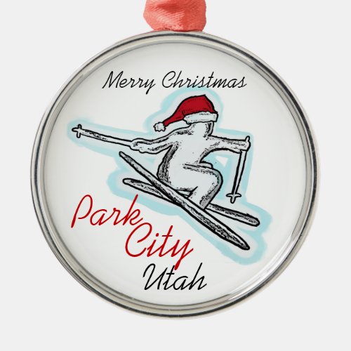 Park City Utah santa ski hat ornament